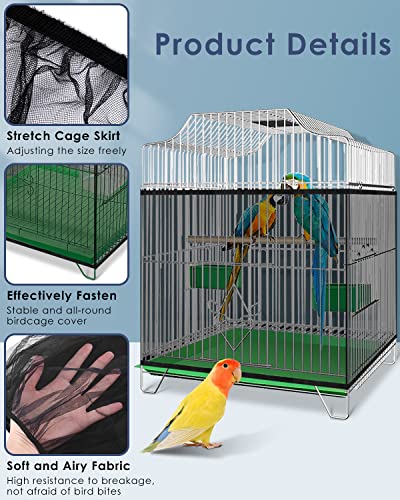 Bissap Bird Cage Seed Catcher, 59-90'' Universal Birdcage Net Nylon Adjustable Elastic Band Stretchy Skirts Mesh Cover For Parrot Cage Seed Guard thumb #2