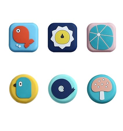 Tagve Cartoon Silicone Door Stopper Handle Crash Pad Wall Protectors, Self Adhesive Bumper Guard Stopper Rubber Anti Collision Stop Stick (Pack of 6)