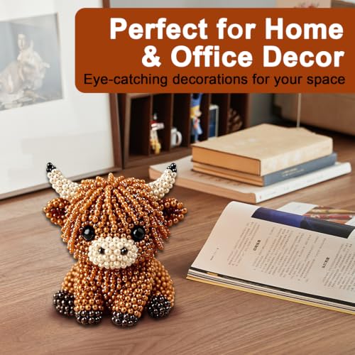 Tiny 3D Beaded Animal DIY Kit Adults Beading Highland Cow Making Kit - Image 5
