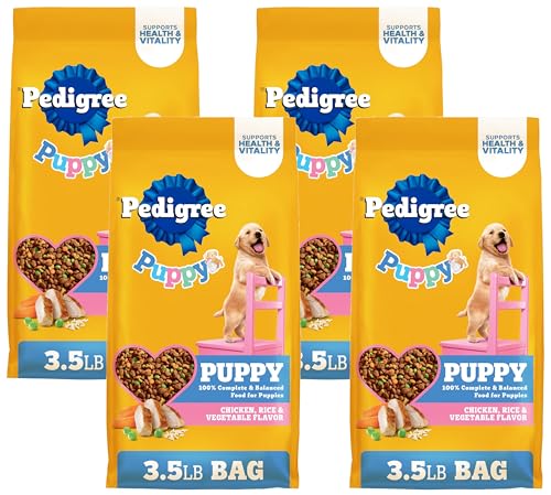 Image of Pedigree Dry Puppy Food, Puppy Dry Food with Chicken, Rice, and Vegetable Flavor, 3.5 lb. Bag (Pack of 4)