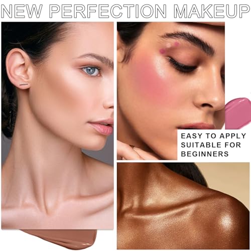 6 Colors Cream Contour Stick Makeup Kit, Shades with Highlighter Stick, Blush Stick and Bronzer Contour Stick for Sculpt the Cheeks, Long Lasting, Waterproof, Matte & Dewy Finish (SET A) - Thumbnail 7