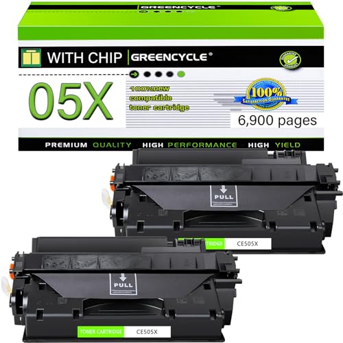 greencycle Cartucho de tóner compatible de repuesto para impresora HP 05X CE505X, funciona con impresora Laserjet P2050 P2055 P2055d P2055dn P2055x (negro, paquete de 2)