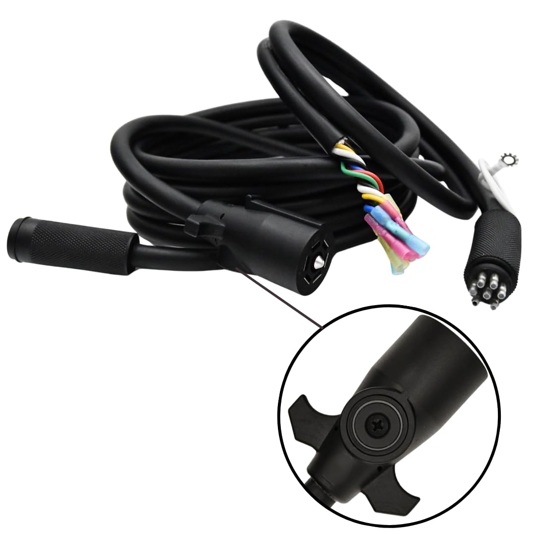 7 Way Round Heavy Duty Magnet Plug | 12FT - 7 Wire Plug-N-Play, Hardwire Trailer Cord (Wiring Harness) for 7 Pin RV's, Campers, Equipment, Dump, and Boat Trailers (LED Light Recommended)