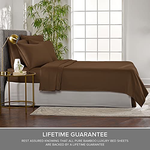 Image of Pure Bamboo California King Sheets, Genuine 100% Organic Viscose Derived from Bamboo Bed Sheet Set, Soft & Cooling, Double Stitching, 2 Year Quality Promise (California King, Coconut Husk)