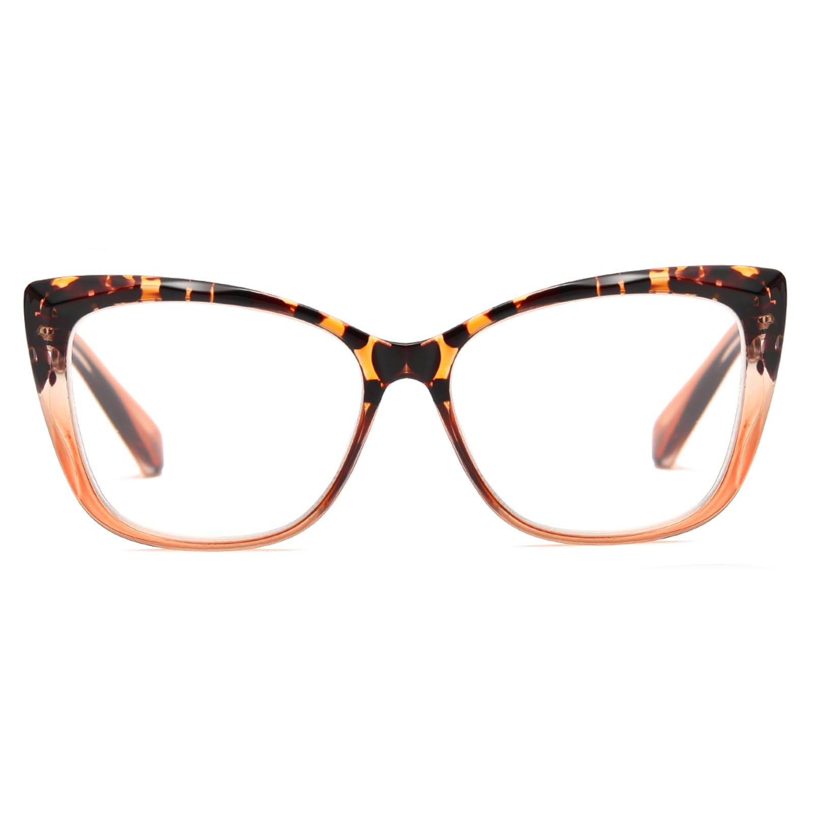 OWTXIS Oversized Cat-Eye Reading Glasses for Women Men, Lightweight Large Readers Trendy Eyeglasses (Tortoise/Brown, +1.50)