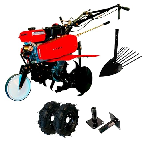 SAKAWA Motoazada 7CV Arranque Electrico + Ruedas 400x8 + Mangones + Arrancapatatas + Asurcador