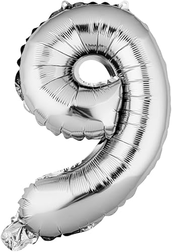 Miniatura 2 de Restaurantware Balloonify - Globo de números de 16 pulgadas, 1 globo reutilizable para fiesta, número "9", autosellado, globo metálico de aluminio