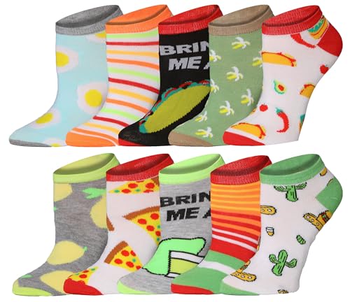 Image of Tipi Toe Women's 10 Pairs Lightweight Colorful Socks - Fun Low Cut Patterns for All-Day Comfort and Easy Everyday Style