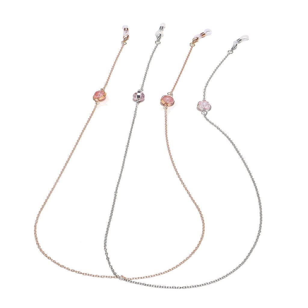 Zweiteiliges Set, Brillenkette, Kupferkette, rosa Rissperlen, Brillenseil (D Talla ?nica)