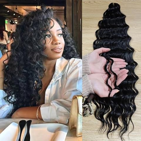 Deep Wave Crochet Hair 24Inch Soft locs 3pack Braiding Hair Extension (24inch soft deep, 1B) Cover
