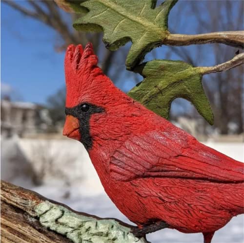 Estatua de Madera Tallada a Mano Pájaro Cardinal Rojo miniatura 3