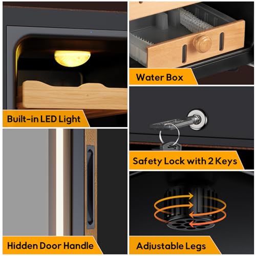 Image of 25L Electric Humidor with Upgraded Design, 200 Counts Large Capacity,Thermostatic Electric Cooler Cabinet with Digital LED Screen, Safety Lock,Smart Humidity & Temp Control