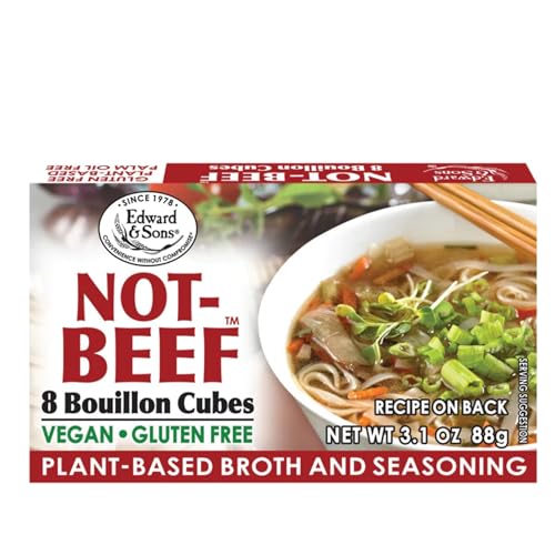 Edward & Son's Not Beef Bouillon Cubes - Vegan Broth Cubes, Stock Cubes, Vegetable Broth, Gluten Free, No Trans Fat, for Soup & Stew - 3.1 oz, 12 Pack