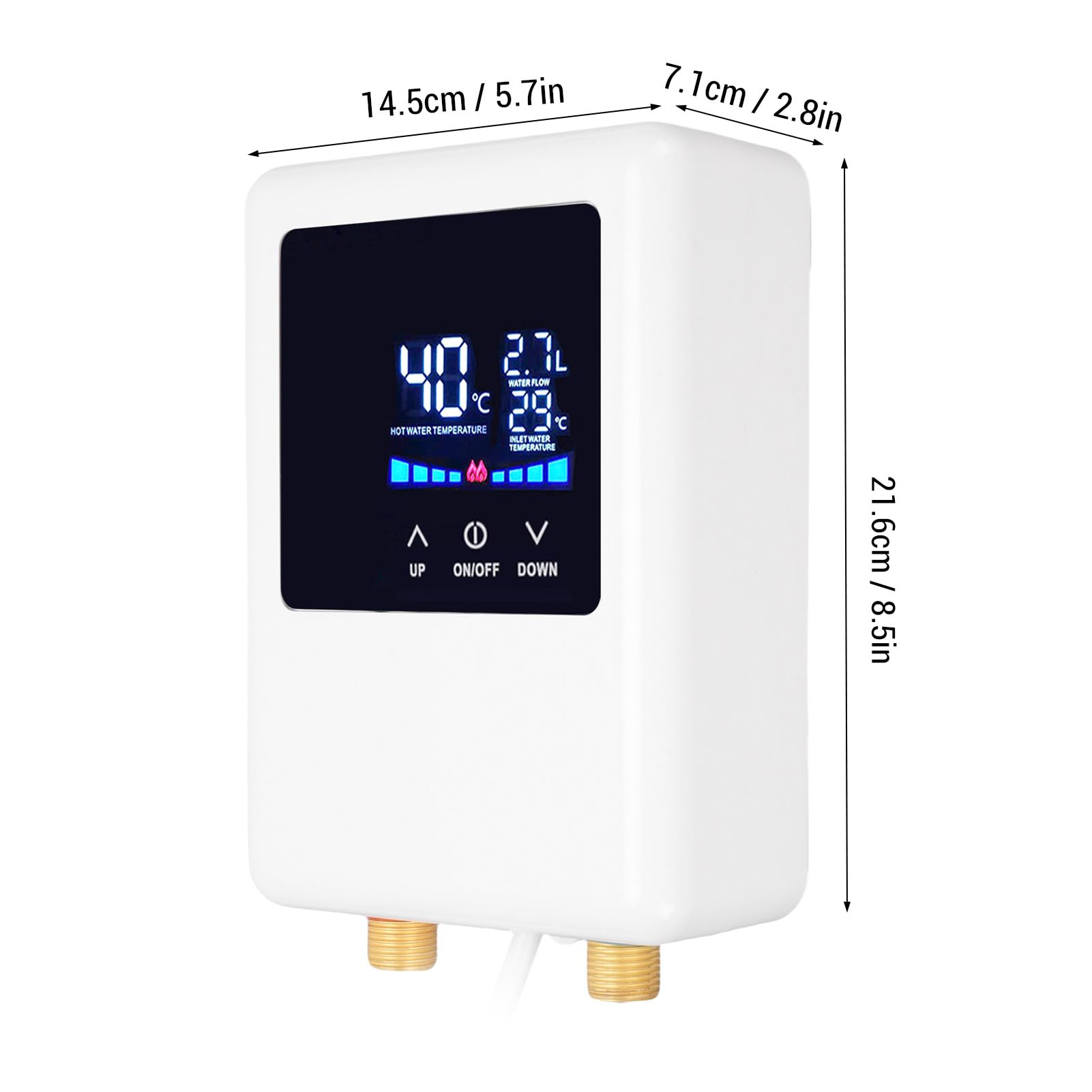 Scallo Idrico Senza Serbatoio, Scaldabagno Istantaneo Elettrico 3000W con Schermo LCD, Sotto la Parete del Lavandino, Riscaldatori Termostati di Conversione di Frequenza per (EU)