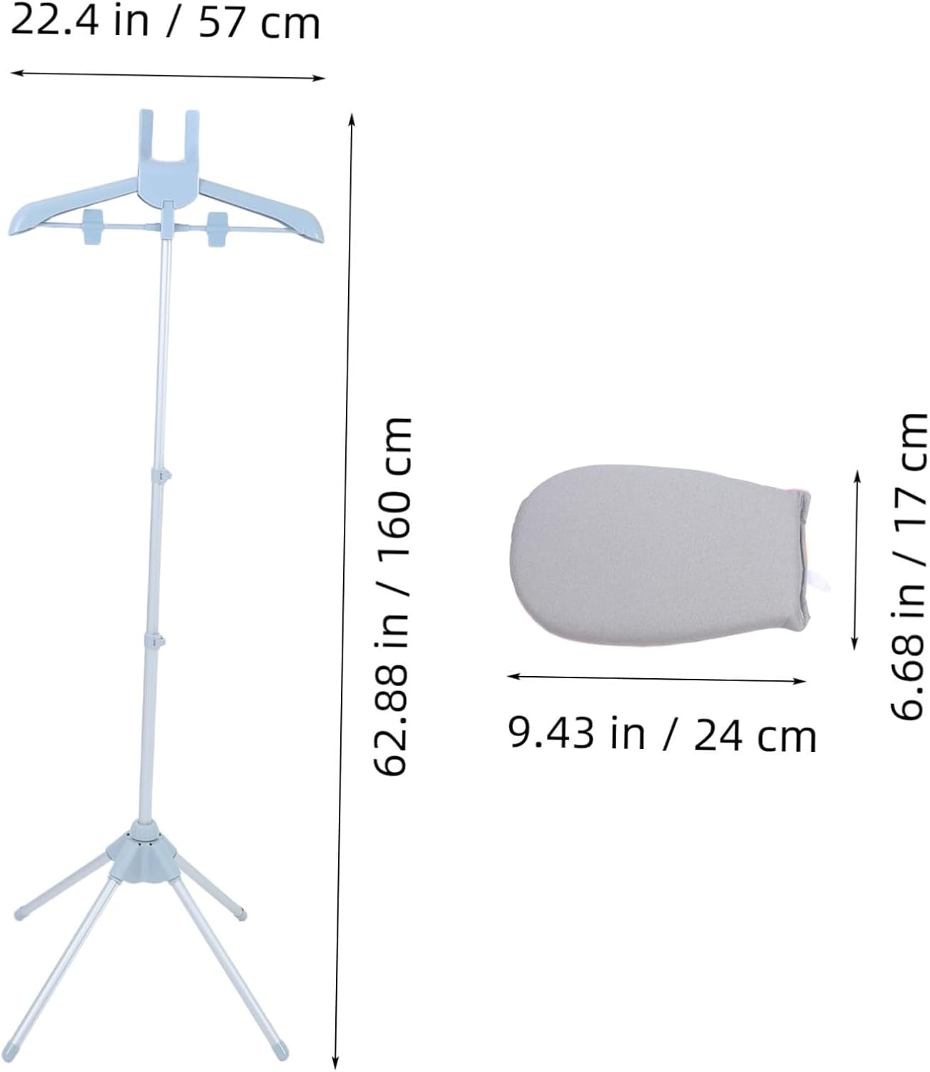 PRETYZOOM Adjustable Telescopic Clothes Steamer Rack Portable Standing Garment Hanger for Steaming Clothes High-Temperature Resistant for Home and Travel