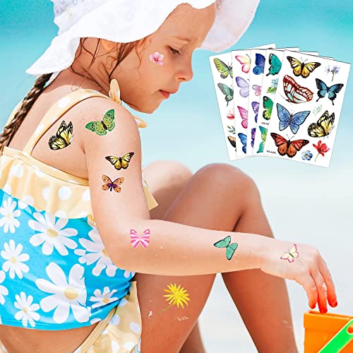 Butterfly Tattoos Temporary For Kids / Women, 100 Pcs Colorful & Waterproof Butterfly Temporary Stickers For Party Favors / Gifts / Decoration #TOP3