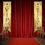 Blulu VIP Party Decorations Roaring 20s Movie Night Banner VIP Porch Sign Movie Theater Now Showing Hanging Porch Sign 1920s Party Supplies(Gold) - Image 5