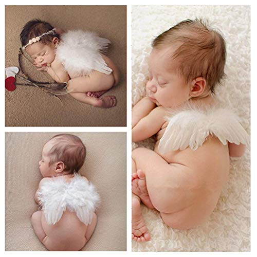 Infant Angel Wing Baby Angel Feather Wings Baby Photo Props, Soft Newborn Wings Photography Outfits Cosplay Angel Fairy Wings, Baby Angel Costume Baby Photoshoot Wings Outfits 0-6 Months White #TOP6