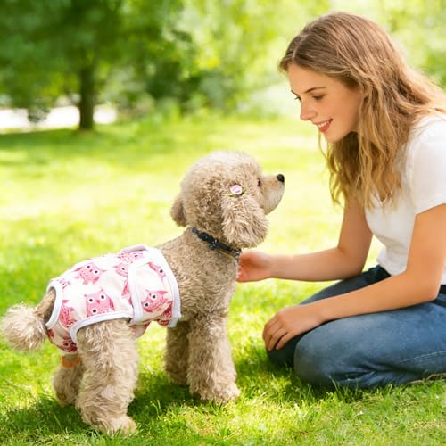 XFLYP 3 Stück Wiederverwendbare Hundewindeln, Läufigkeitshose für Hündinnen Hochsaugfähige, Waschbare, Einstellbar und umweltfreundliche, Hygienische Hundewindeln für Inkontinenz Hund (XS)