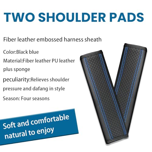 Image of Osilly Car Seat Belt Pads, 2 Pack Fiber Leather Seatbelt Shoulder Strap Covers, More Comfort Driving & Protect Your Neck, Universal Safety Strap Cover for Auto SUV Truck Airplane Backpack (Black /Blue)