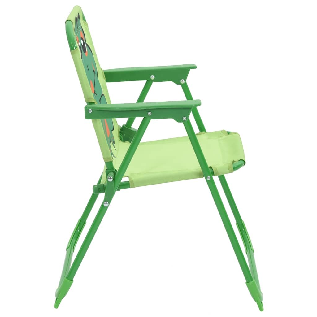 vidaXL 4tlg Campingstuhl Tisch Sitzgruppe Sonnenschirm Kinder Gartenmöbel Froggy