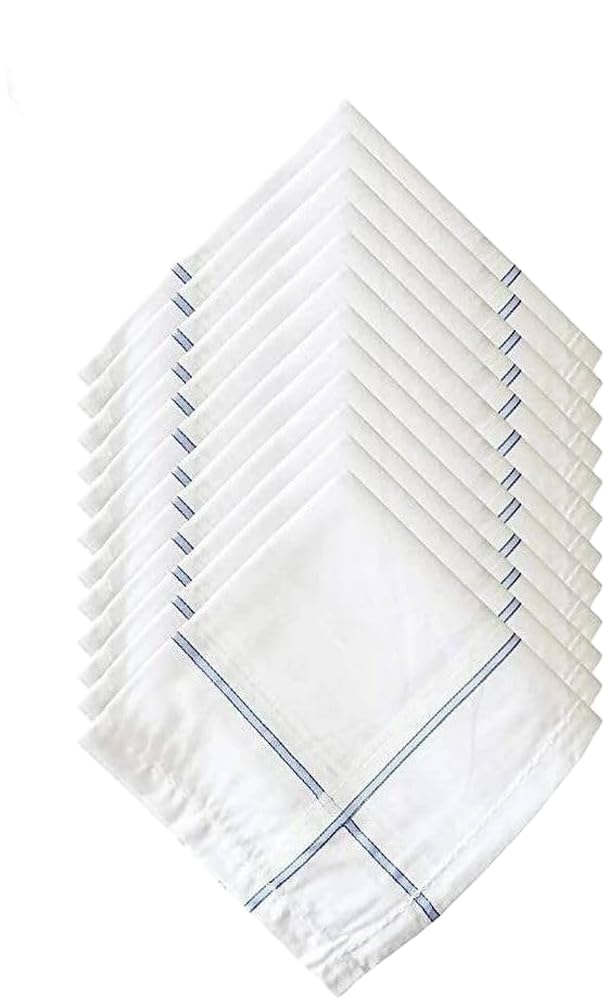 Handkerchief White Cotton with Stripes for Men| Pack of 12-image-21