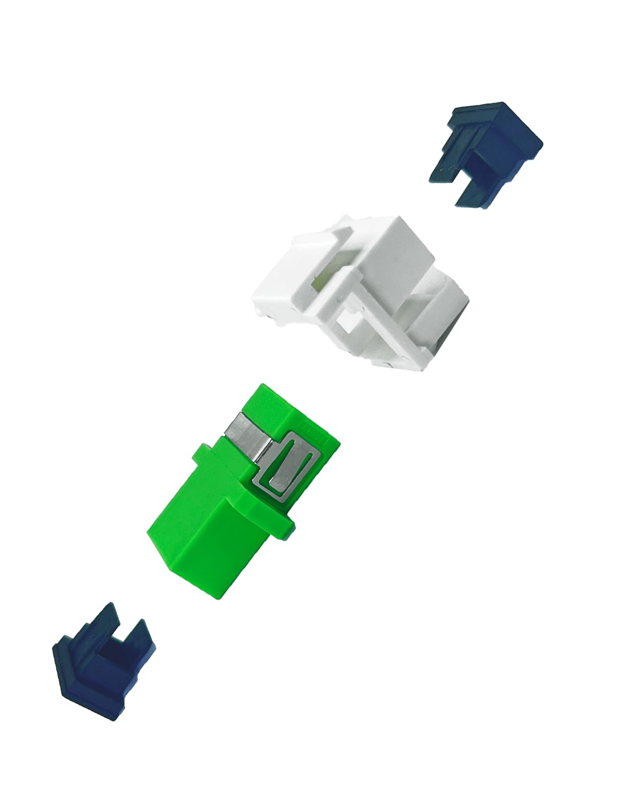 Paquete de 50 acopladores de fibra óptica SC monomodo para paneles de conexión y placas de pared, adaptador de cable de fibra óptica (verde hierba, contacto físico en ángulo)