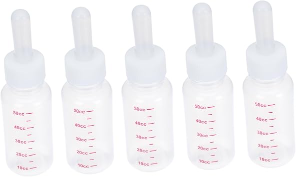 HANABASS 5Sets Pet Nursing Bottles for Dogs and Cats Feeders with Nipples Lightweight and Portable Pet Feeding and Odorless for Puppies and Kittens