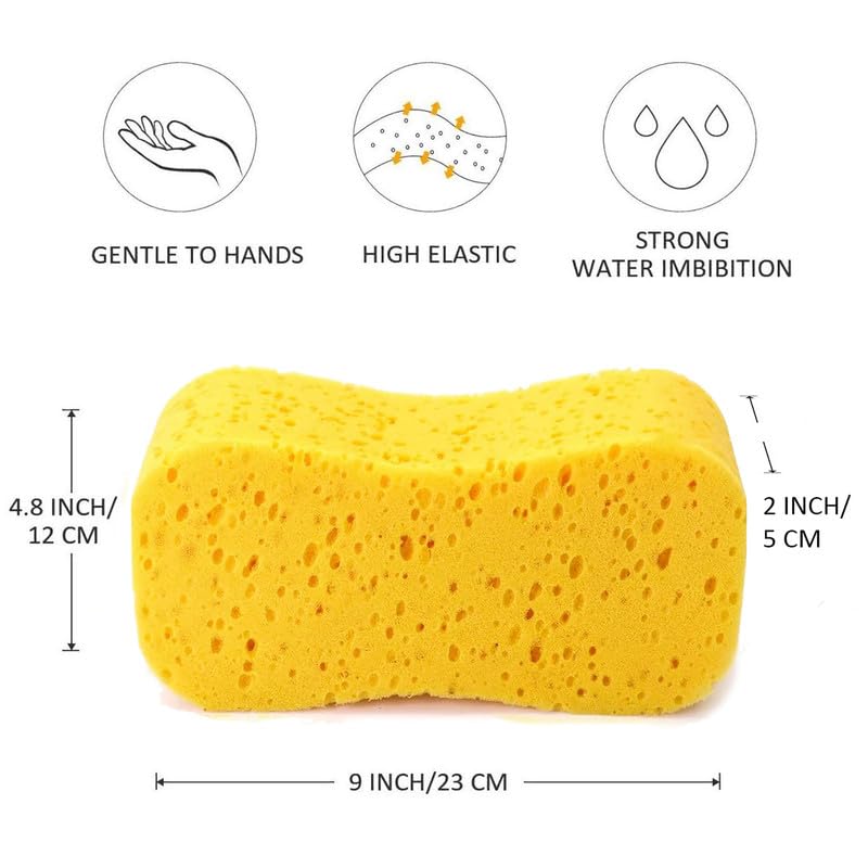 Image of CAR SAAZ Multipurpose Car Wash Sponge (Pack of 2) | Highly Absorbent, Soft, & Scratch-Free, Reusable Cleaning Sponge | for Cars, Bikes, Kitchen, Bathroom, Glass & Household Surfaces