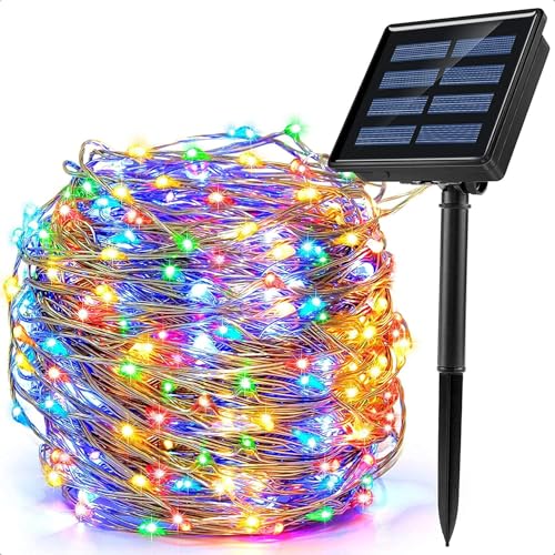 Image of DARKIS Solar Fairy Color String Light 200 LEDs | 22 Meter Copper Wire with Inbuilt Rechargeable Battery | Waterproof 8 Modes Indoor Outdoor Decoration for Garden, Balcony (Multi-Colour)
