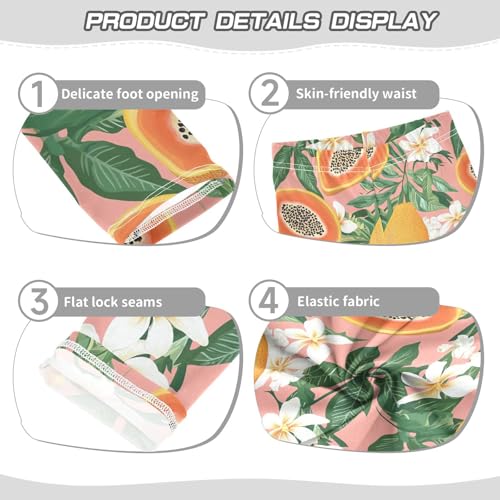 Papayas Girls' Leggings Toddler Doodles Tropical Flowers Leaves Kids Yoga Pants Dance Active Tights 4T3