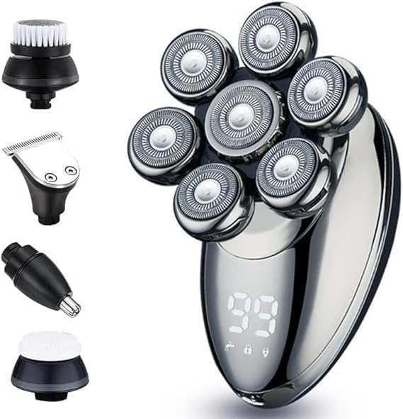 Electric Razor for Mens 5 in 1 Electric Shaver for Men 7D Floating Cutter Head USB Rechargeable Rotary