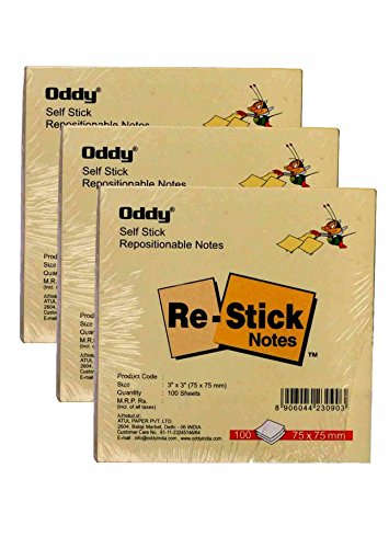 Image of Oddy '3 x 3' Self Stick Repositionable Note Pad 100 Sheets (Set of 10)