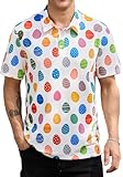 Arvilhill Men Bunny Polo Cross Eggs Short Sleeve Holiday Polos Easter Printed Golf Shirt Sunday Happy Poloshirt XL