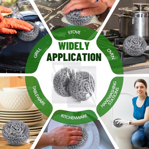 Image of Honeydak 150 Pack Stainless Steel Scourers Steel Wool Scrubbers Bulk Separately Packaged 3 Inch, 25 Gram Metal Scourers Sponges Wire Scouring Pad for Stove Pot Pan Oven Kitchen Restaurant(Classic)