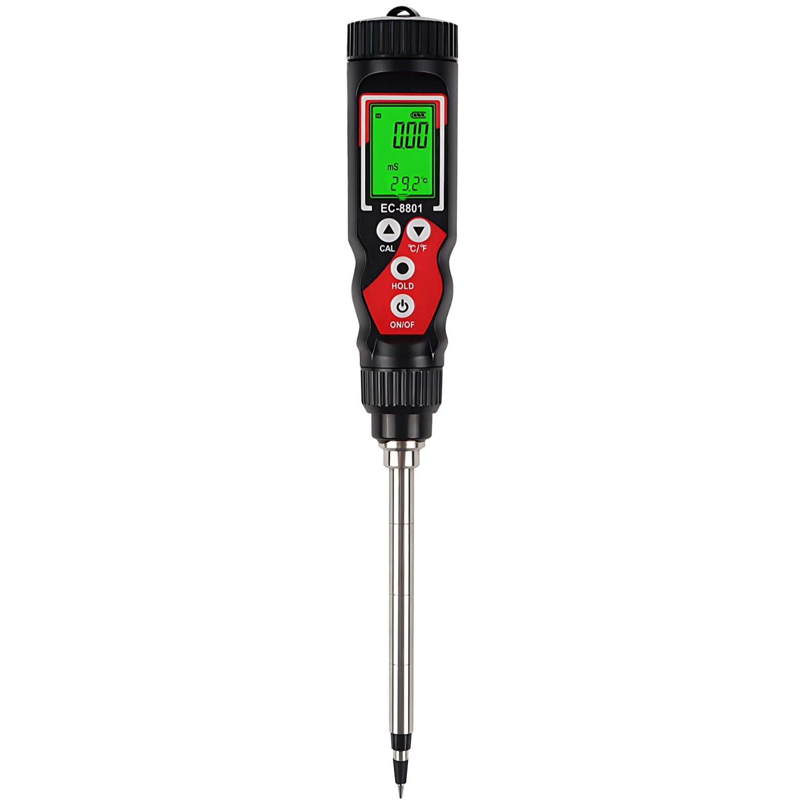 Tester CE e temperatura del suolo, tester del suolo 2 in 1, ad alta precisione, impermeabile, tester di monitoraggio CE e temperatura con display, ideale per campi, colture idroponiche e