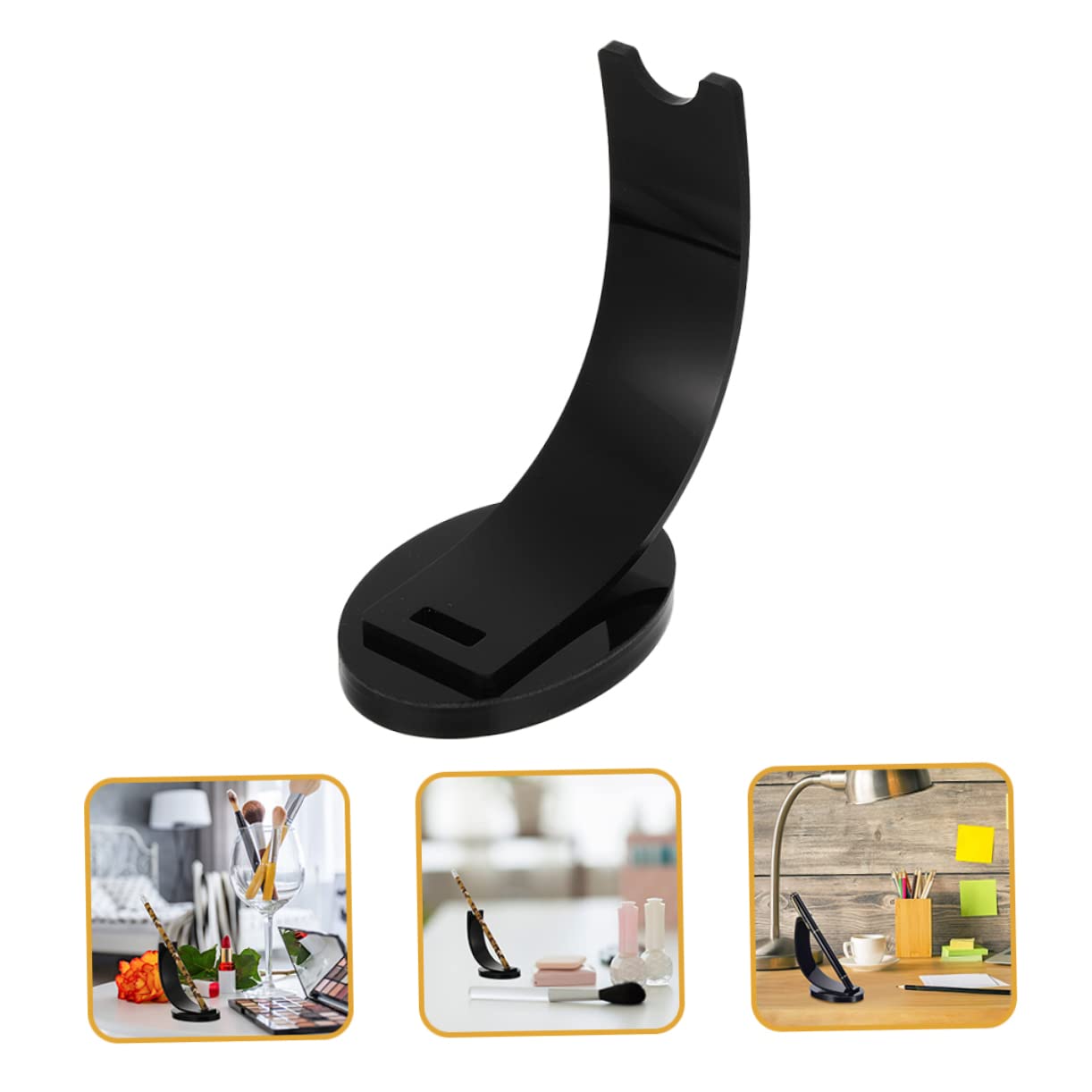 TEHAUX 6piezas Soporte De Maquillaje Acrílico Negro Para Lápices y Pinceles Organizador De Escritorio Estante Vertical Para Almacenamiento De Cosméticos y Accesorios De Belleza