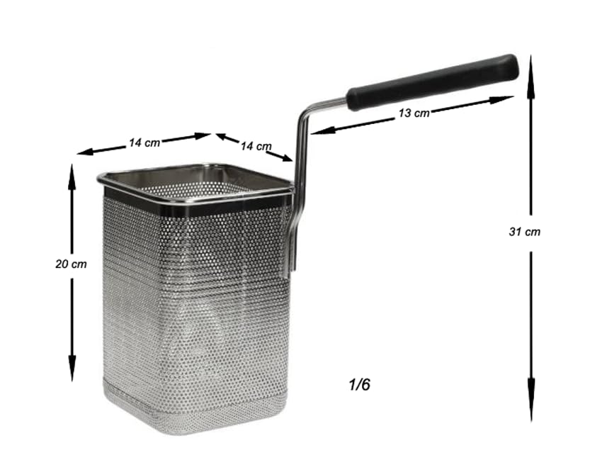 Cestello cesto cuocipasta modular 1/6 con maniglia laterale professionale in acciaio inox con impugnatura cuoco chef accessorio ricambio base scolapasta colapasta