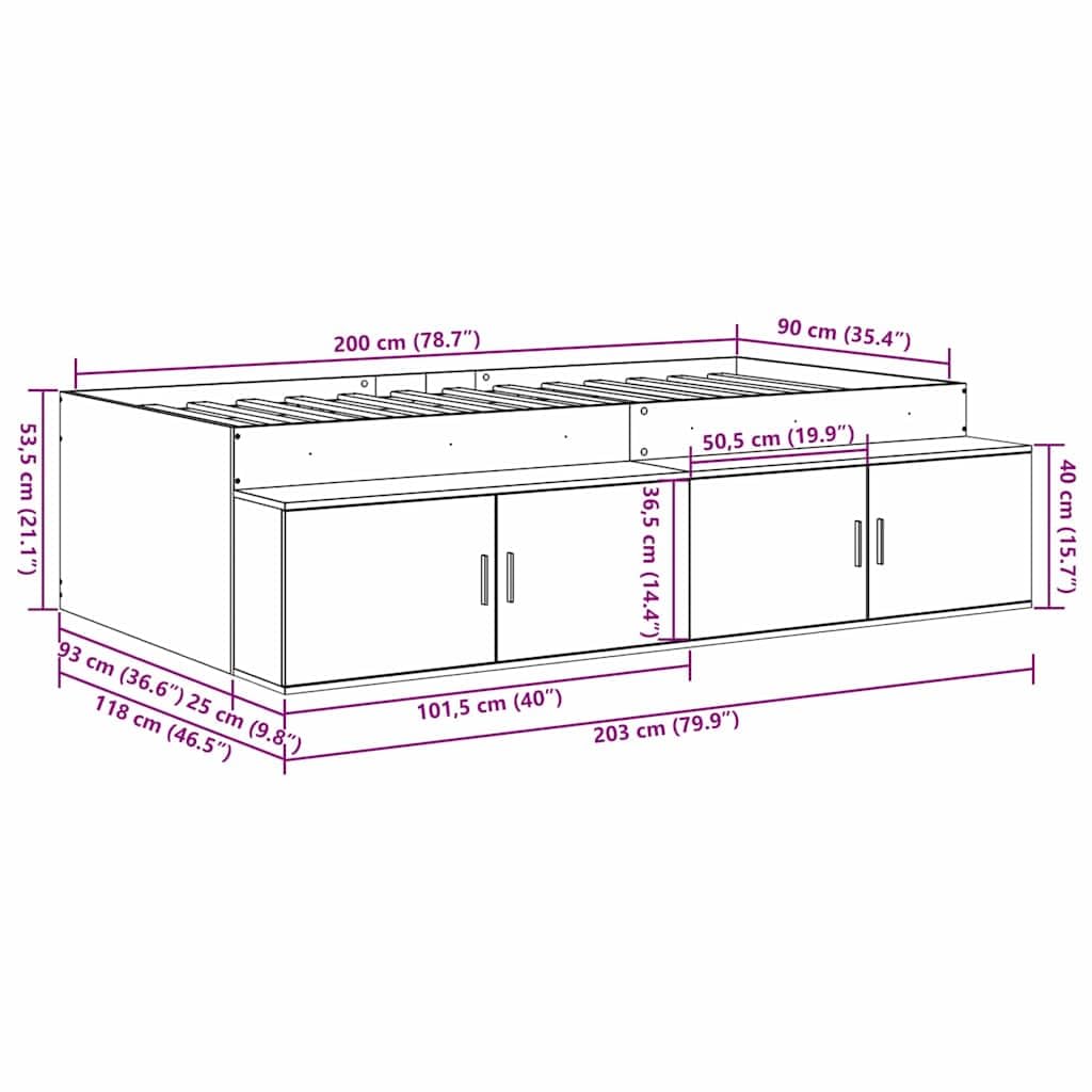 vidaXL Bettrahmen mit Schubladen Weiß 90 x 200 cm Holzwerkstoff, Stylische Schlafzimmermöbel, rechteckiger Bettgestell, Moderne Plattformbetten, geräumige Aufbewahrung, Stabiler Schlafkomfort