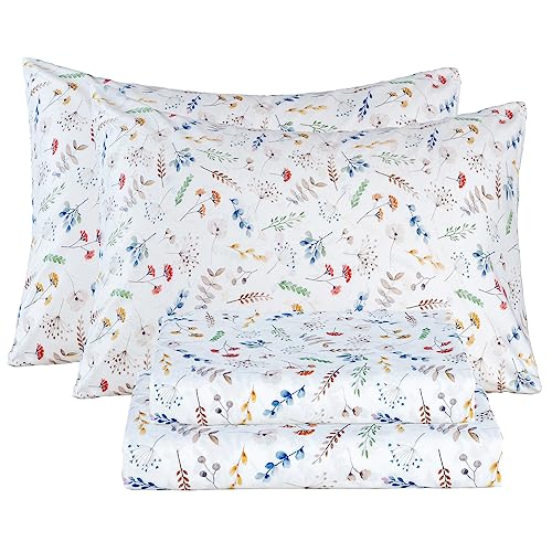 Bedlifes King Size Extra Deep Pocket Sheet Sets - Fits Mattresses Up to 18-24" Thick, 4-Piece Microfiber Set with 1800 Thread Count, Soft, Smooth, Breathable, Featuring White Floral