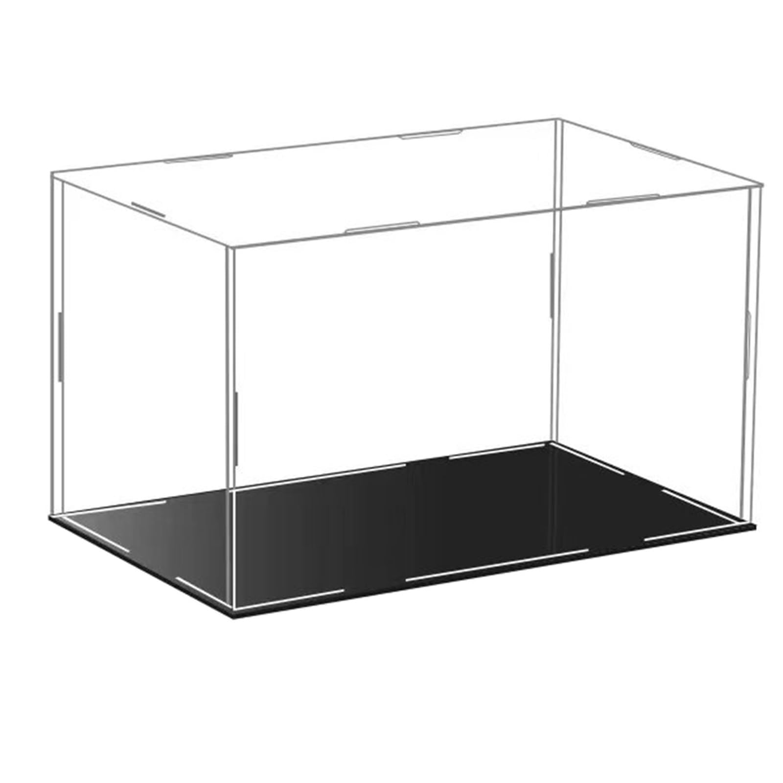 Clear Acrylic Display Cases for Collectibles，Stackable 3mm Thick Protection Showcase with Black Base, Customizable Storage Bin(60x60x60cm/24x24x24in)