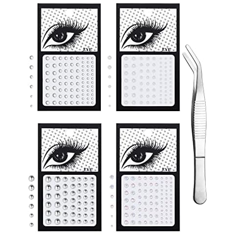 ADRAMATA 4 Sheets Face Gems Eye Body Rhinestones Crystal Rhinestone Stickers for Women Festival Accessory Makeup Decorations Art Nail Jewelry Cover