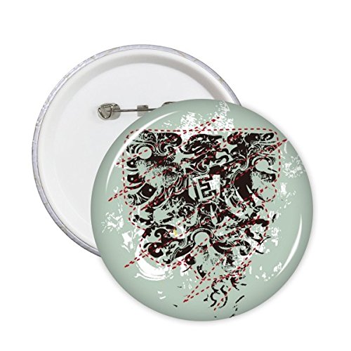 Pins graffiti abstrait noir rouge bleu Grand badge rond pour look urbain et streetwear