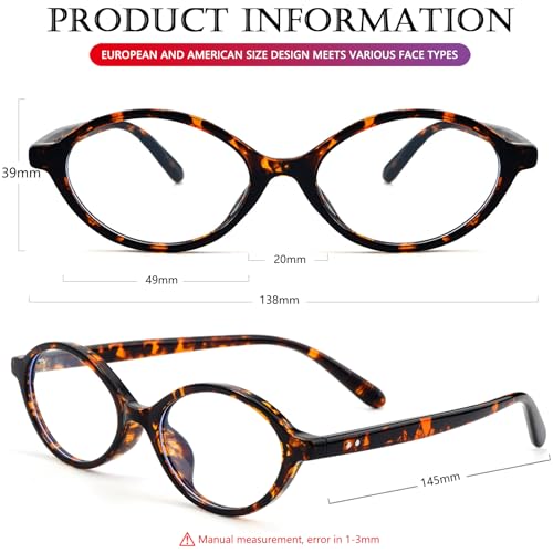 Image of AIEYEZO Small Oval Blue Light Glasses for Women Fashion Retro TR90 Oval Frames Computer Screen Glasses (Tortoise)
