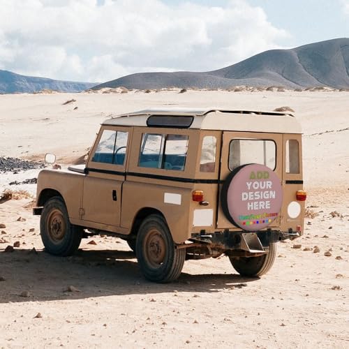 Image of Custom Spare Tire Cover Personalized Tire Covers Add Your Own Design Logo Picture Customize Wheel Cover Universal Size 14-17 in Fit for Jeep Trailer Camper RV Wheel Covers, RosyBrown