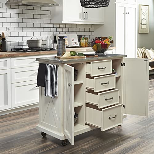 Image of Seaside Lodge Stainless Steel Top Kitchen Cart by homestyles