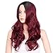 AISI QUEENS Red Ombre Wigs for Women Long Curly Wig Burgundy Wavy Synthetic Wigs Middle Part Full Wigs Heat Resistant Fiber Halloween Cosplay Party Wigs (20 Inches)