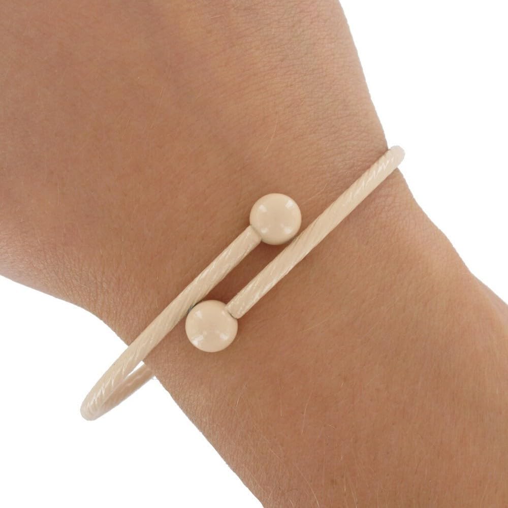Beige Retro Twist Pattern Enamel Wrap Around Layering Bracelet 1970s Fashion Bracelets for Women Trendy Accessories for Women Stylish Additions