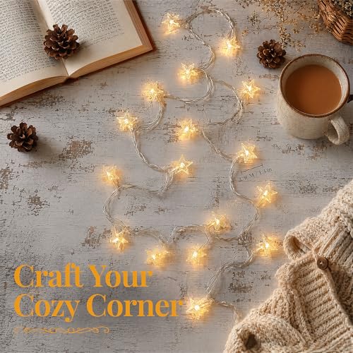 Image of 40 LED Star String Lights Battery Operated 20FT Star Mini Star Fairy Lights for Patio Garden,Wedding, Party, Home Decoration (Star)