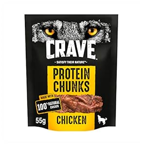 Crave Protein Chunks 6 x 55 g Snacks, Dog Treats Chicken with high Protein, Grain-free